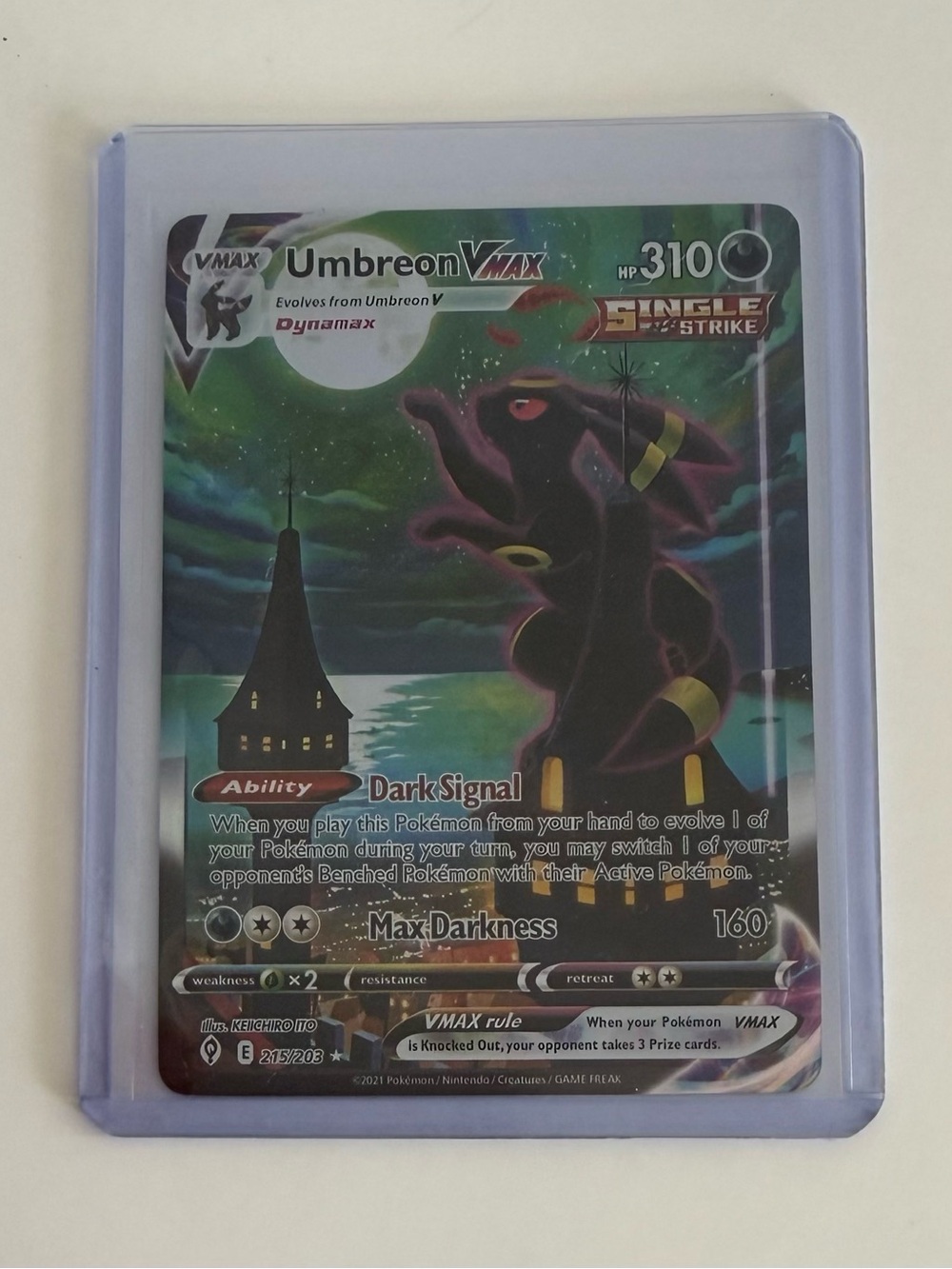 Umbreon VMAX (Alt Art Secret) 215: Evolving Skies Holo FAN ART, DIY CUSTOM CARD - Picture 3 of 4